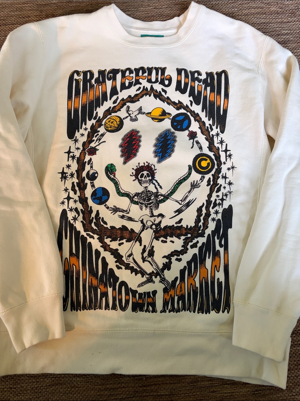 Grateful Dead White Graphic Crewneck Sweater, Chinatown Market